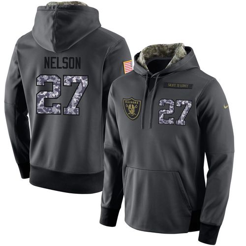 NFL Men's Nike Oakland Raiders #27 Reggie Nelson Stitched Black Anthracite Salute to Service Player Performance Hoodie